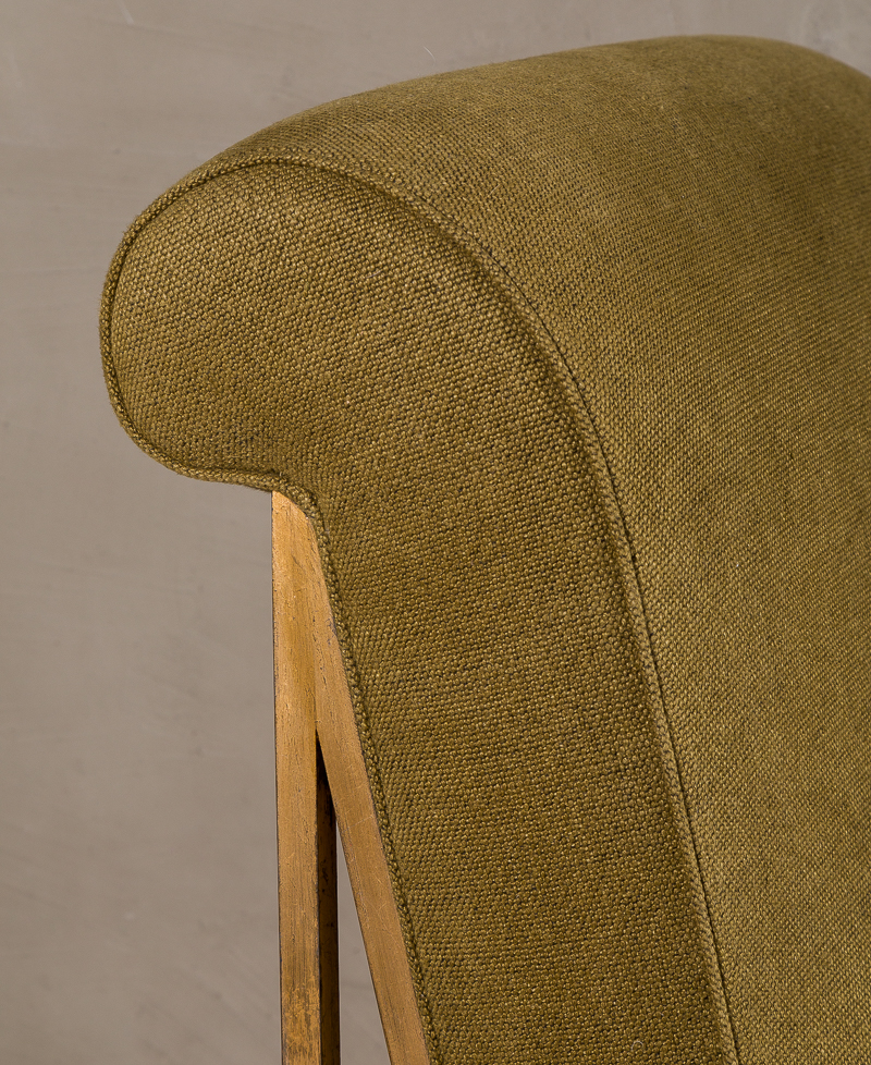 Thibier chair distressed gold in Green De Le Cuona Fabric-04