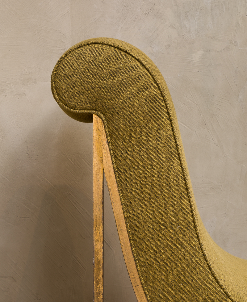 Thibier chair distressed gold in Green De Le Cuona Fabric-05