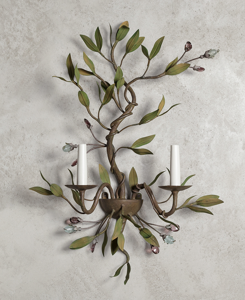 CPW27 Olive Leaf Wall Light Double Sconce x 2