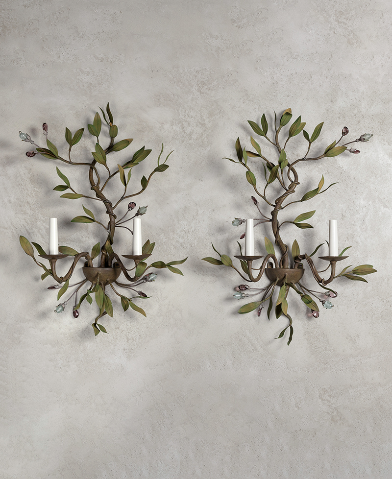 CPW27 Olive Leaf Wall Light Double Sconce